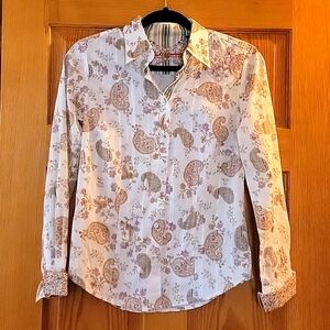 Robert Graham cream and paisley button-down women's top, size small